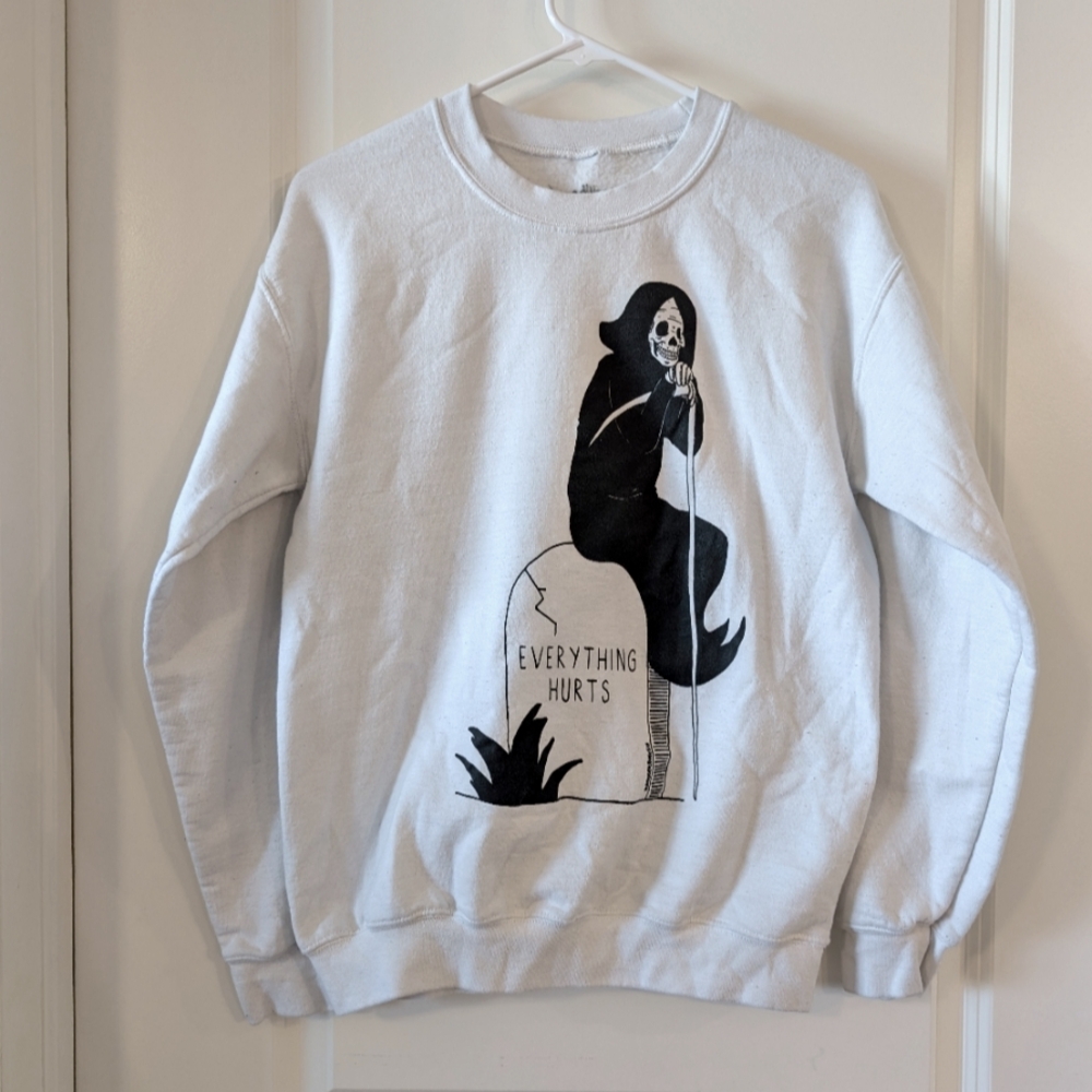 Subversive Sweatshirt- Skeleton Halloween White Sweater (S)